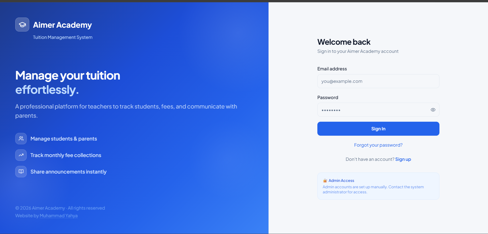 Aimer Academy Project Preview